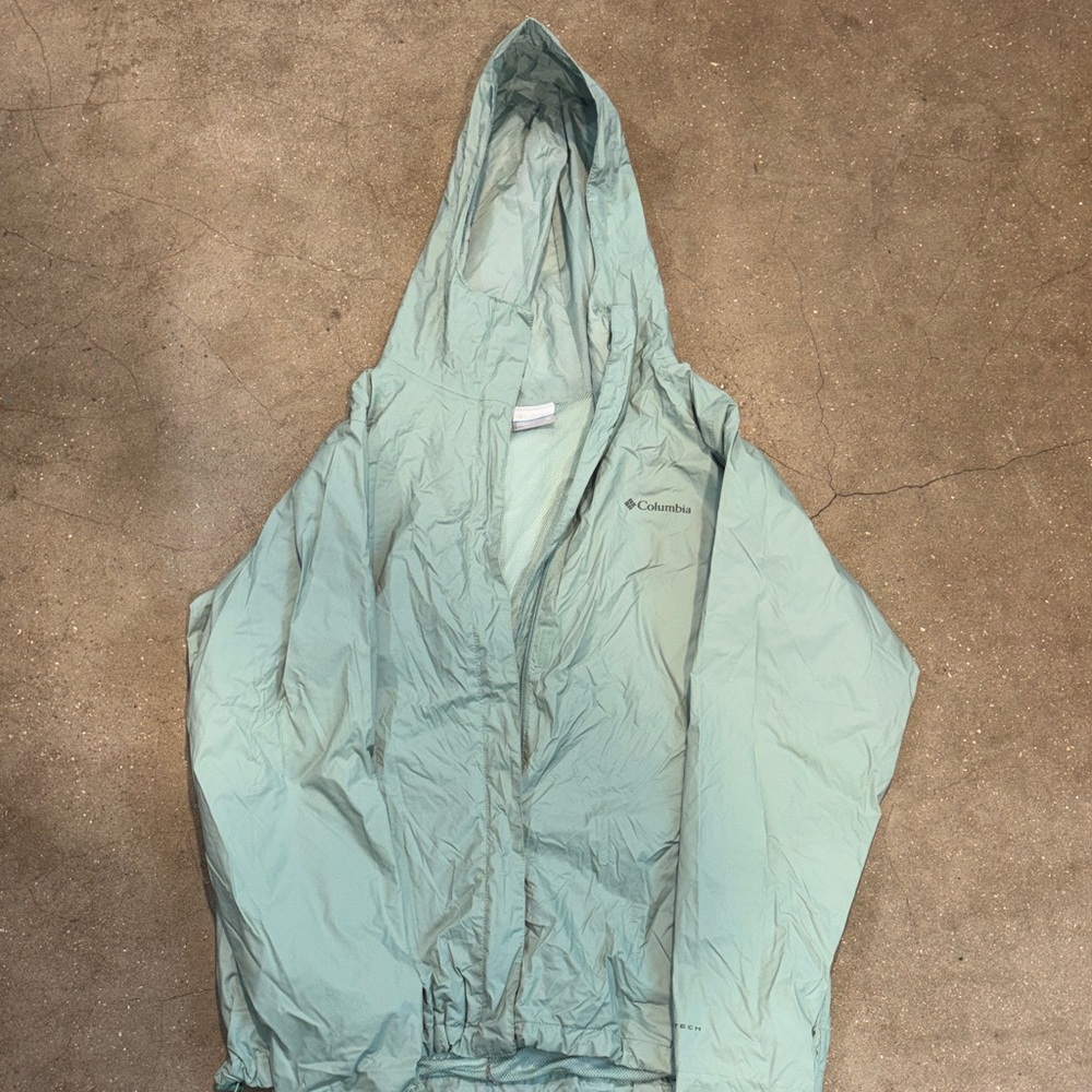 Columbia Mint Green Hooded Windbreaker